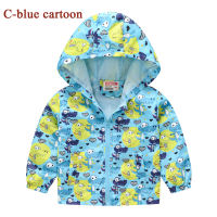 Rolanko Childrens Coat Fashion Animal Printing Hooded Windbreaker Jacket Students Waterproof Zip Cute Dust Coat 2-7 Years