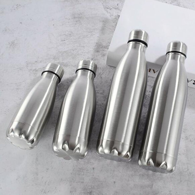 Gambar Sports Stainless Steel Water Bottle Single Wall Hot Cold Water Cola Bottle Insulated Vacuum Flask For Kids School