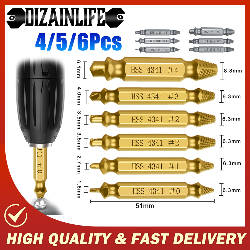Dizainlife bộ dụng cụ tháo vít hư hỏng bộ dụng cụ tháo vít gãy đa năng mũi khoan hai mặt