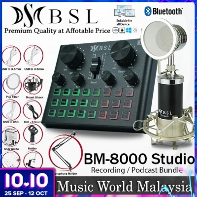 BSL BM-800 Studio Condenser Microphone - V8 Plus Bluetooth USB Sound Card Package Mic for Live Recording (BM800) (3)
