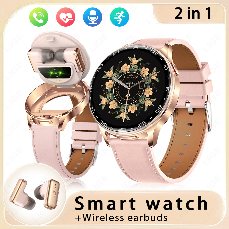 LIGE Original Bluetooth Call with Bluetooth Earphones Smart Watch Unisex Health Fitness Tracker Sport Modes Watches with BT Headphones ราคา 1,390 บาท*ส่งฟรี