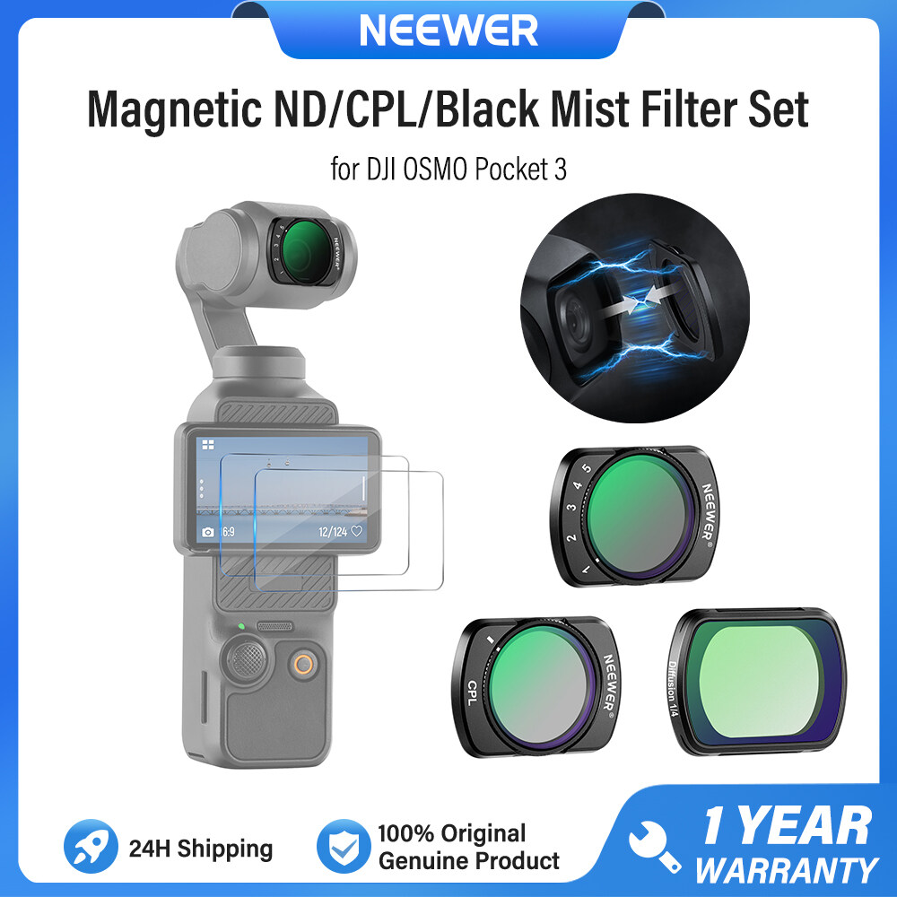 NEEWER Bộ lọc ND2-32 & 1/4 Black Mist & CPL từ tính có thể thay đổi, Bộ lọc VND cho Pocket 3, FL-89