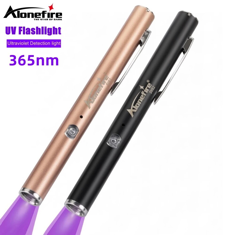 Alonefire đèn pin sv82 365nm tia cực tím bóng đèn led uv đèn đen đèn pin sạc được để phát hiện kiểm tra điểm đánh dấu
