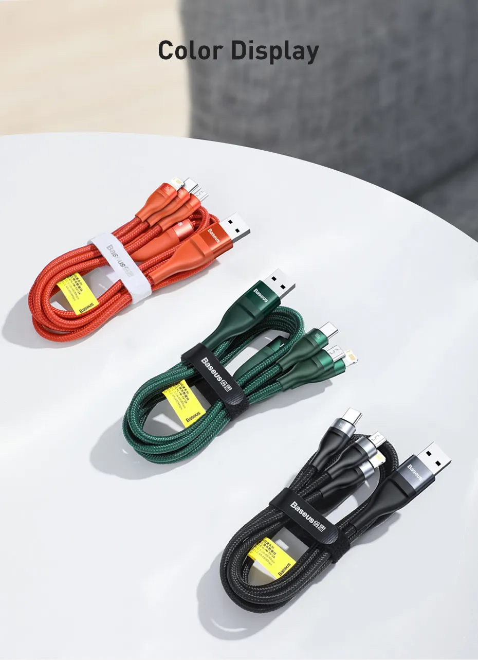 Baseus Flash Series Two for three Fast Charging Data Cable 100W 12