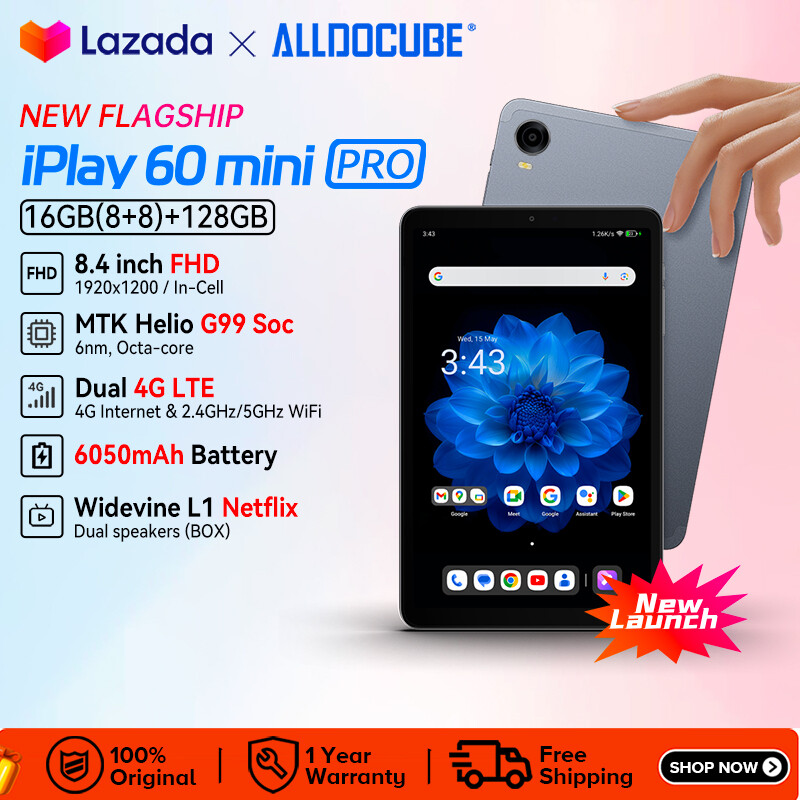 [NEW RELEASE] ALLDOCUBE iPlay 60 mini Pro 8.4 inch tablet 16GB(8+8 Virtual) RAM 128GB ROM MTK G99 Octa-core 4G SIM 6050mAh Battery Android 14 Tablet ราคา 9,099 บาท*ส่งฟรี