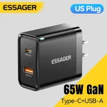 Essager 65W siêu lấp lánh phí gan A + C Bộ sạc USB A Loại C siêu sạc nhanh r cho máy tính xách tay máy tính bảng sạc nhanh qc4.0 3.0 pd3.0 cho iphone15 14-8 Series iPad macbook Huawei Samsung điện thoại siêu nhanh sạc nhanh bộ sạc