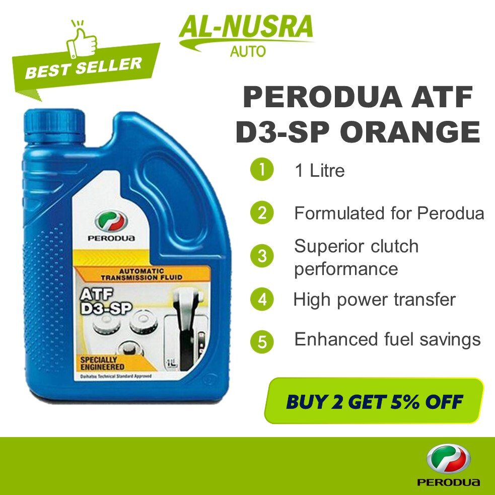 PERODUA ATF D3SP ORANGE 1L AUTO TRANSMISSION FLUID GEAR OIL MINYAK