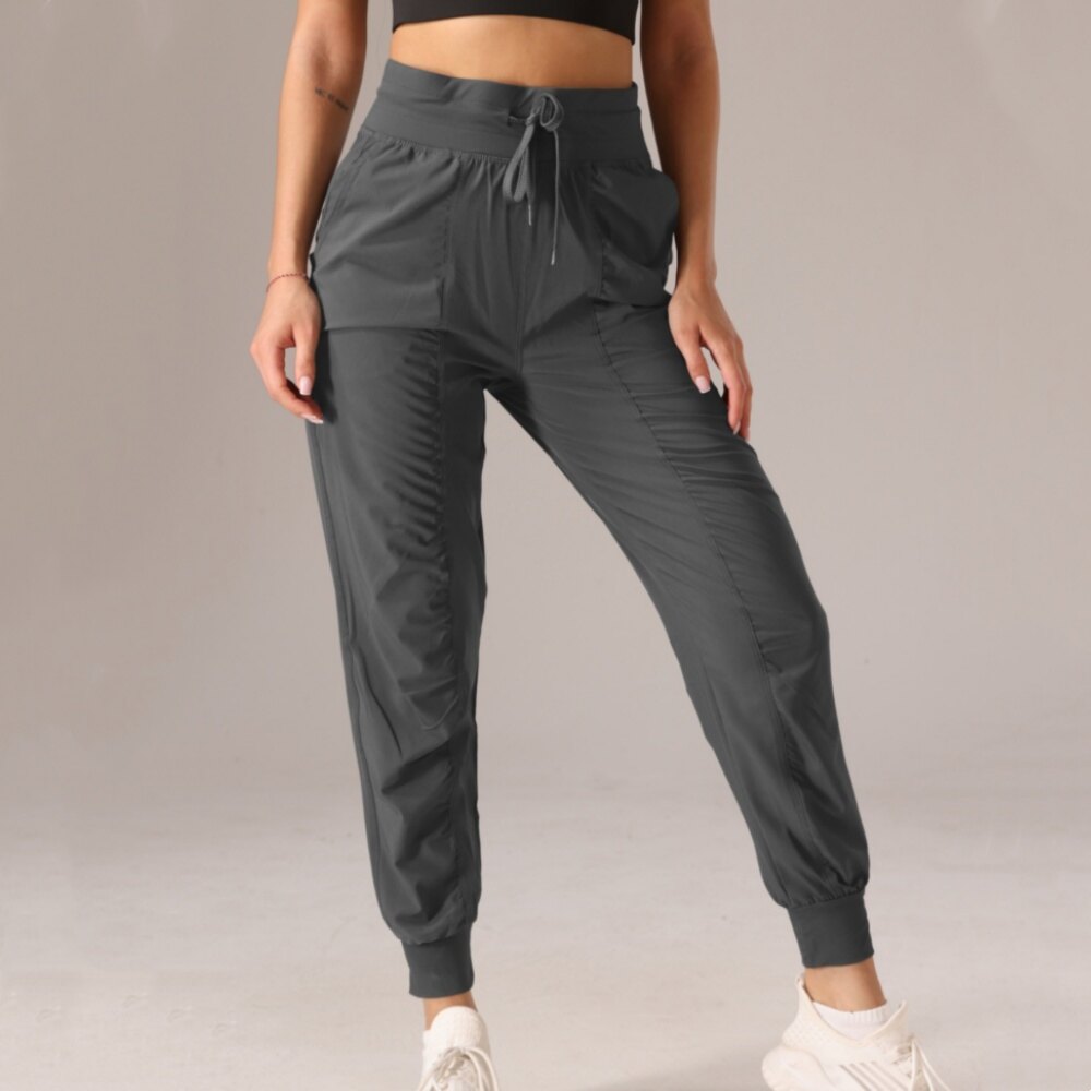 Fabric Drawstring Running Sport Joggers Women Quick Dry Athletic Gym Fitness Sweatpants with Two Side Pockets - 9