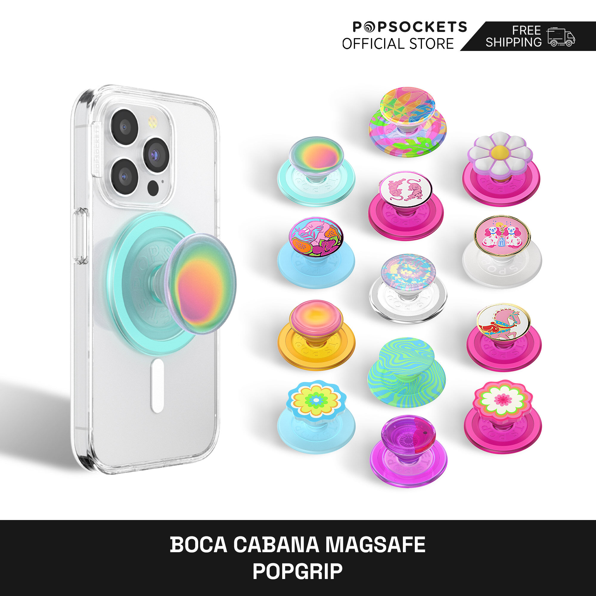  PopSockets Boca Cabana PopGrip  | The Premium Phone Grip | Best Phone Holder and Similar to a Phone Ring Holder | Desk Phone Stand and Car Phone Mount Compatible | Cellphone Holder and Cellphone Grip for All Brands 