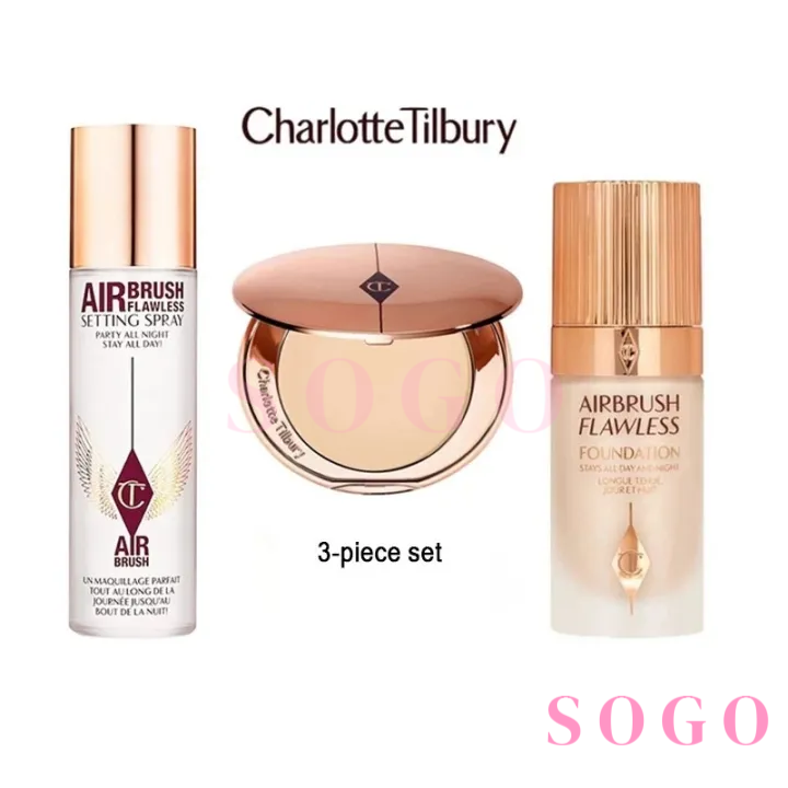 Charlotte Tilbury Ct Classic 3-Piece Set Setting Spray 100Ml+Brush Powder 8G+Foundation 30ml (Spray34Ml+Brush Powder 8g) ราคา 1,273 บาท*ส่งฟรี