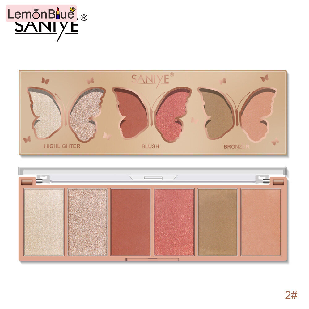 Gambar LemonBlue Blush Highlighter Makeup Palette Portable Face Contour Cream Pro Blush Shading Blush Highlighter Makeup Palette Face Contour Cream Pro Blush Shading Eyeshadow Portable Cosmetics for Girls 3 in 1
