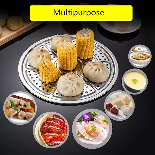 Gambar 1PC Stainless Steel Round Steamer Rack Multifunction Durable Dumpling Bread Steaming Shelf Tray Cookware Kitchen Accesso