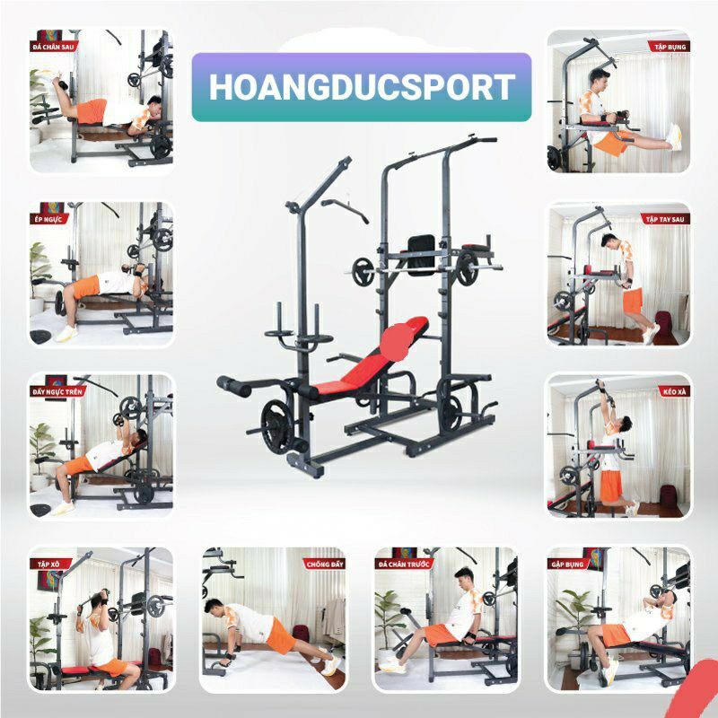 Ghế tập tạ giàn tạ đa năng xà đơn xà kép Hoàng Đức 1604 mẫu mới
