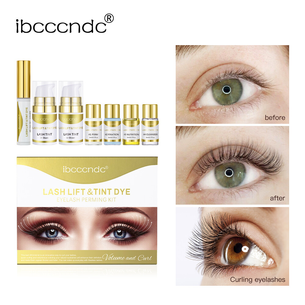 Ibcccndc Bộ dụng cụ nâng lông mi & nhuộm màu Mới Bộ dụng cụ nâng lông mi với Bộ nhuộm lông mi nhuộm màu Bộ nâng lông mi kẹp uốn mi Bộ dụng cụ nâng lông mi