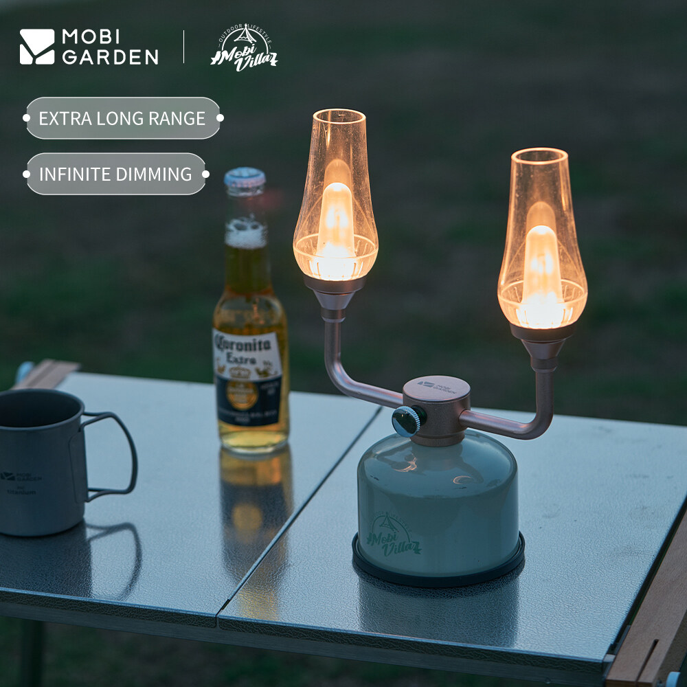 MOBI GARDEN Camping Lantern Lamp Lighting LED Lights Retro Double Head Outdoor Indoor