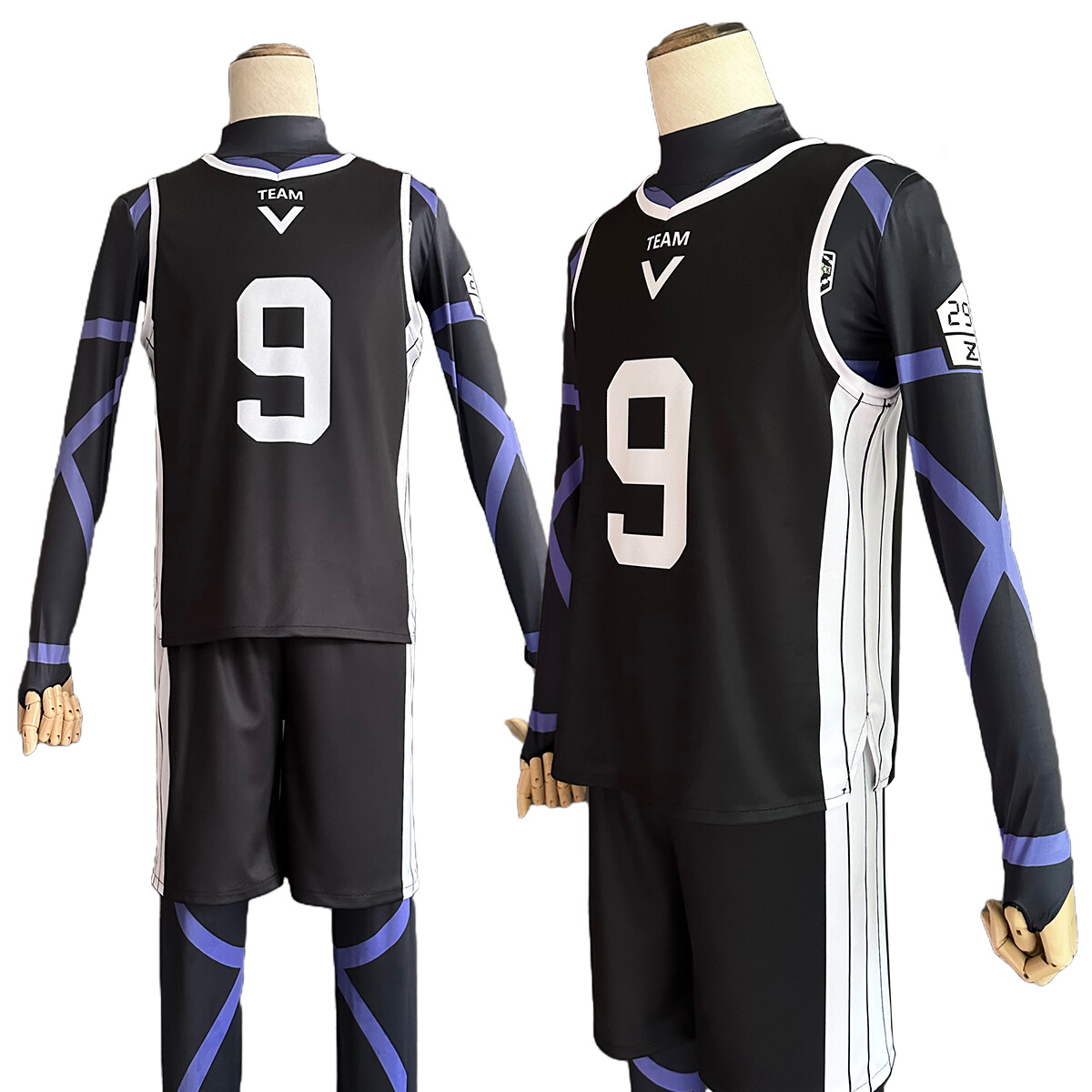 HOLOUN Blue Lock Anime Cosplay Costume Wig Mikage Reo Nagi Black Jersey Football Soccer Sport Training Uniform Rose Net Sythetic