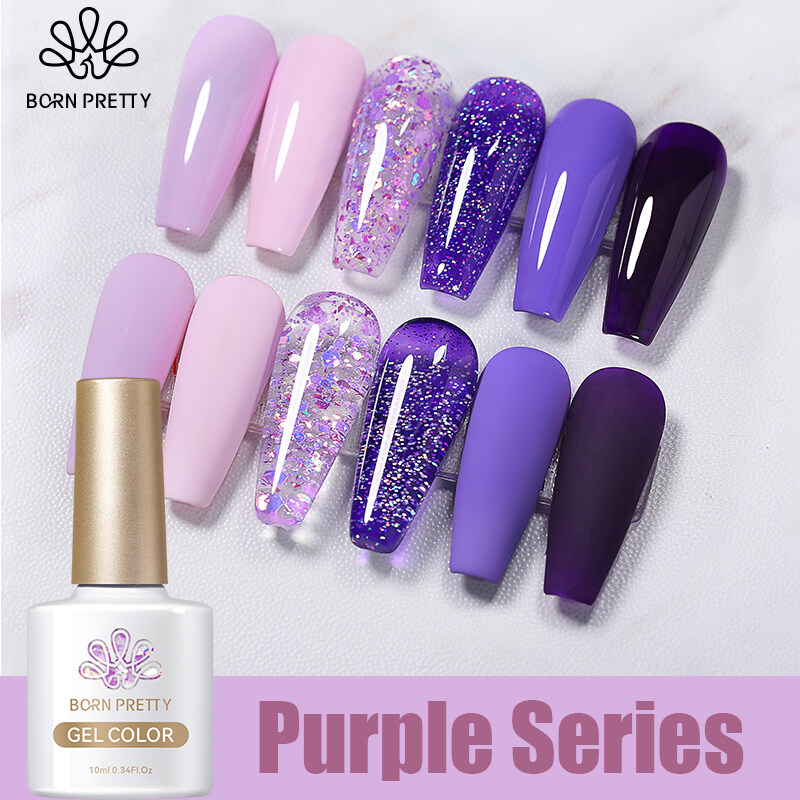 BORN PRETTY 7 10ML Purple Series Nail UV Gel Polish Red Gel Nail Soak Off