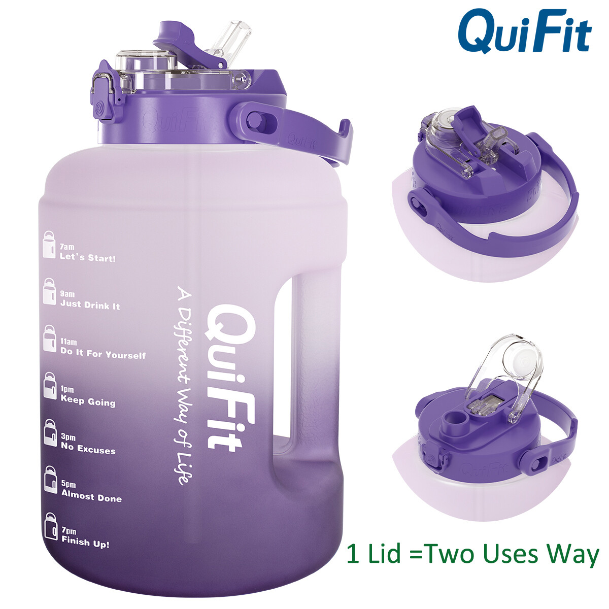 QuiFit 2.5L Bình đựng nước thiết kế mới với hai công dụng Nắp và ống hút Bình đựng nước chống rò rỉ Bình lớn không chứa BPA Bình tập thể dục Thể thao ngoài trời Cắm trại Leo núi Ấm siêu tốc