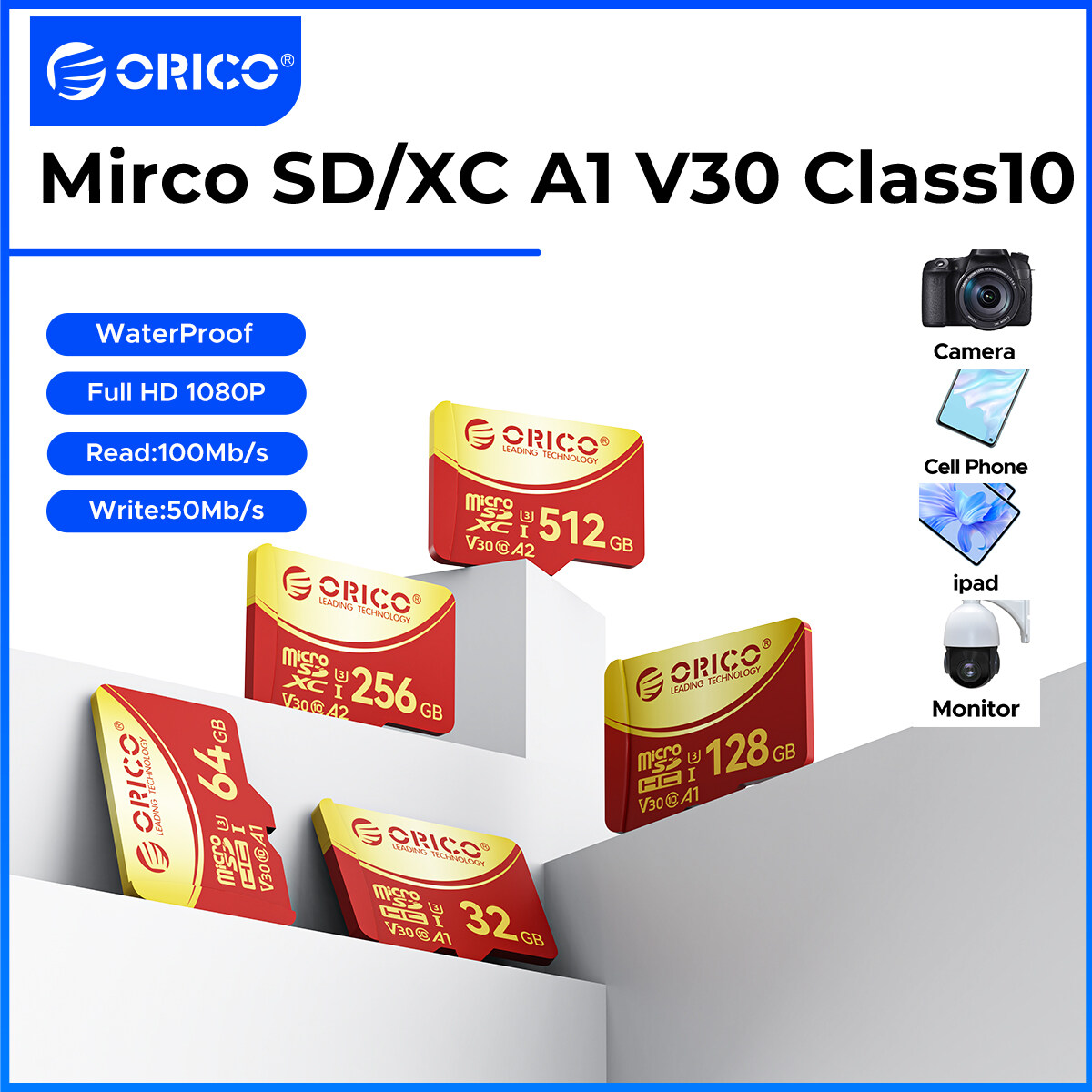 ORICO vô cùng chuyên nghiệp MicroSD UHS-I Thẻ nhớ thẻ Micro SD 512GB 256GB 128GB 64GB class10 thẻ TF