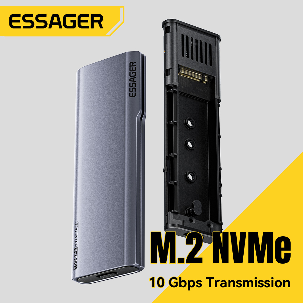 Essager 2-in-1 Type-C+USB-A SSD-M.2-NVME Hard Drive Enclosure USB3.2 Gen2 10Gbps Hard Disk Enclosure Adapter 8TB M.2 NVME Hard Drive Cases For Tablet Laptop Desktops TV Boxes Projectors NAS iPhone17 16 15 Huawei Samsung Xiaomi ราคา 1,159 บาท*ส่งฟรี