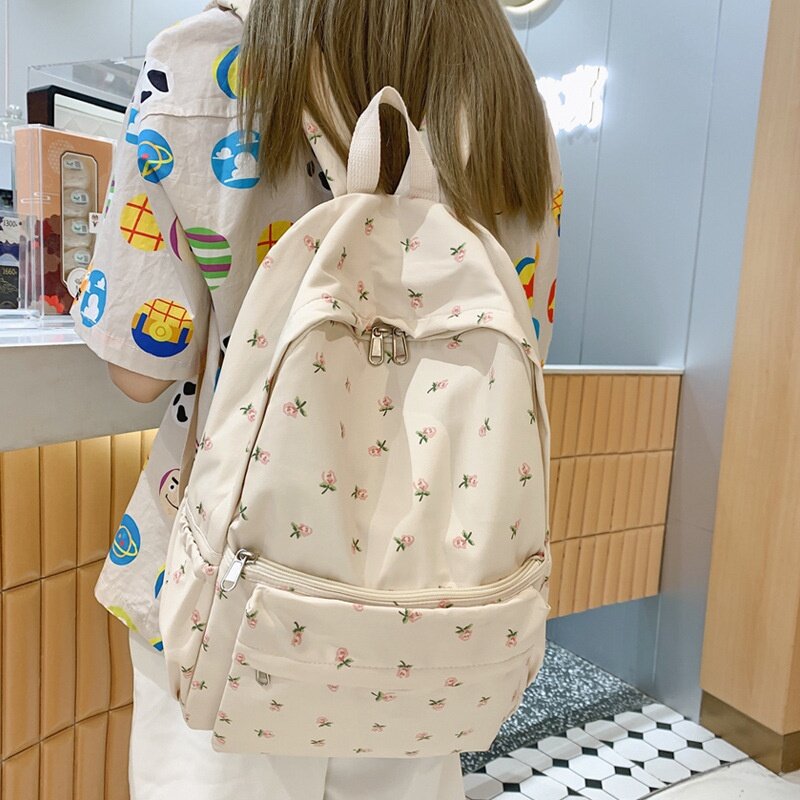 【YIDEA HONGKONG Floral Print School Bag Large Capacity Backpack