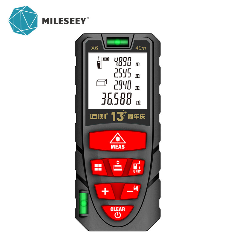 Mileseey Máy đo khoảng cách Laser S2 / X6 Phạm vi 40m 50m Máy đo khoảng cách laser kỹ thuật số với 2 mức bong bóng M / In / Ft Chuyển đổi đơn vị có đèn nền LCD và Chế độ Pythagore Đo khoảng cách Đo thể tích vùng -INTL