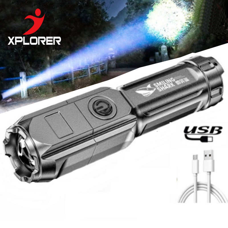 Đèn pin có thể sạc qua USB lumens cao siêu sáng đèn pin mini hộ gia đình đèn khẩn cấp LED Sạc Nhanh Cắm Trại Đi Bộ Đường Dài đèn khẩn cấp mạnh độ sáng cao Đèn Spotlight tìm kiếm di động nhẹ