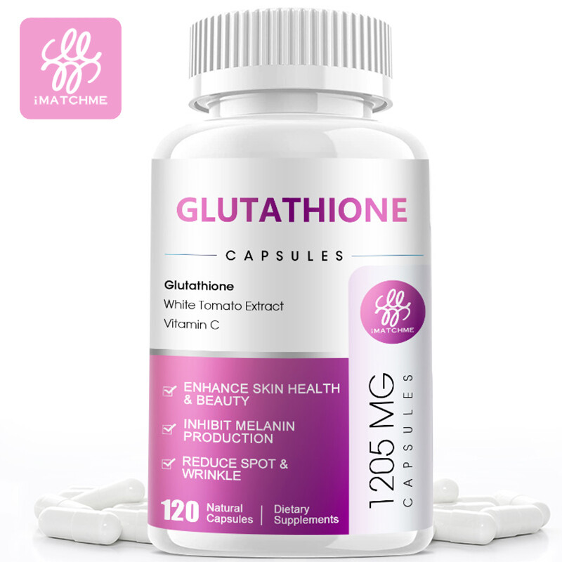 iMATCHME Glutathione Capsules Glutathione Reduced 500 mg with Vitamin C Collagen Peptides for Anti-aging & Antioxidant Liver Support Reduce Spot & Wrinkle