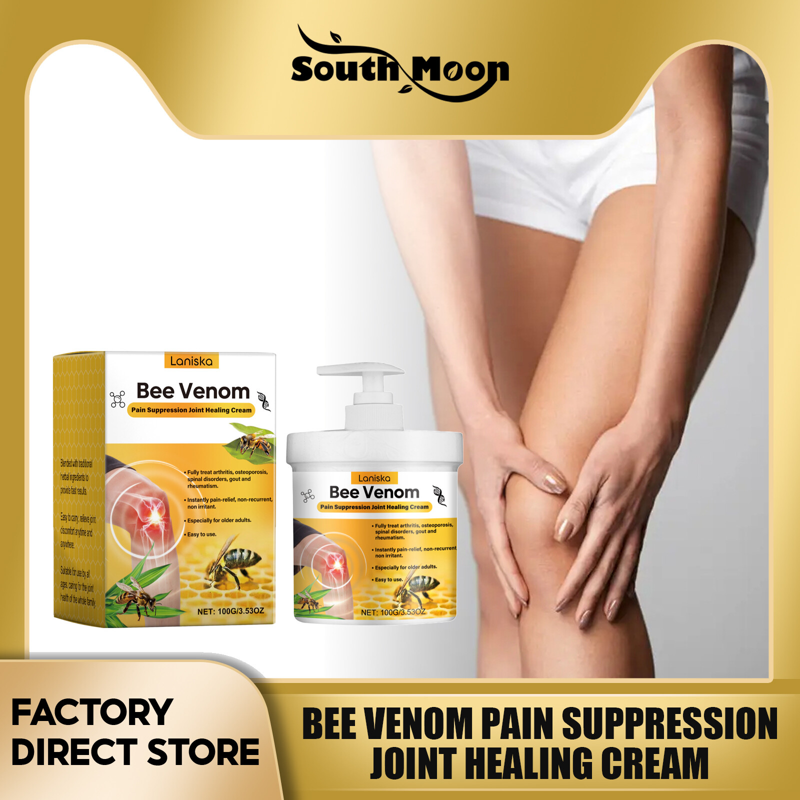 【Hot Sale】Bee Venom Pain Suppression Joint Healing Cream Repair Relieves Joint Discomfort Portable Massage External Application Care Cream Relieves Joint Muscle Soreness Promotes Massage Joint Health Care Cream Knee Joint Moisturizer(100g) Giá  108,169 Đồng*Miễn phí vận chuyển