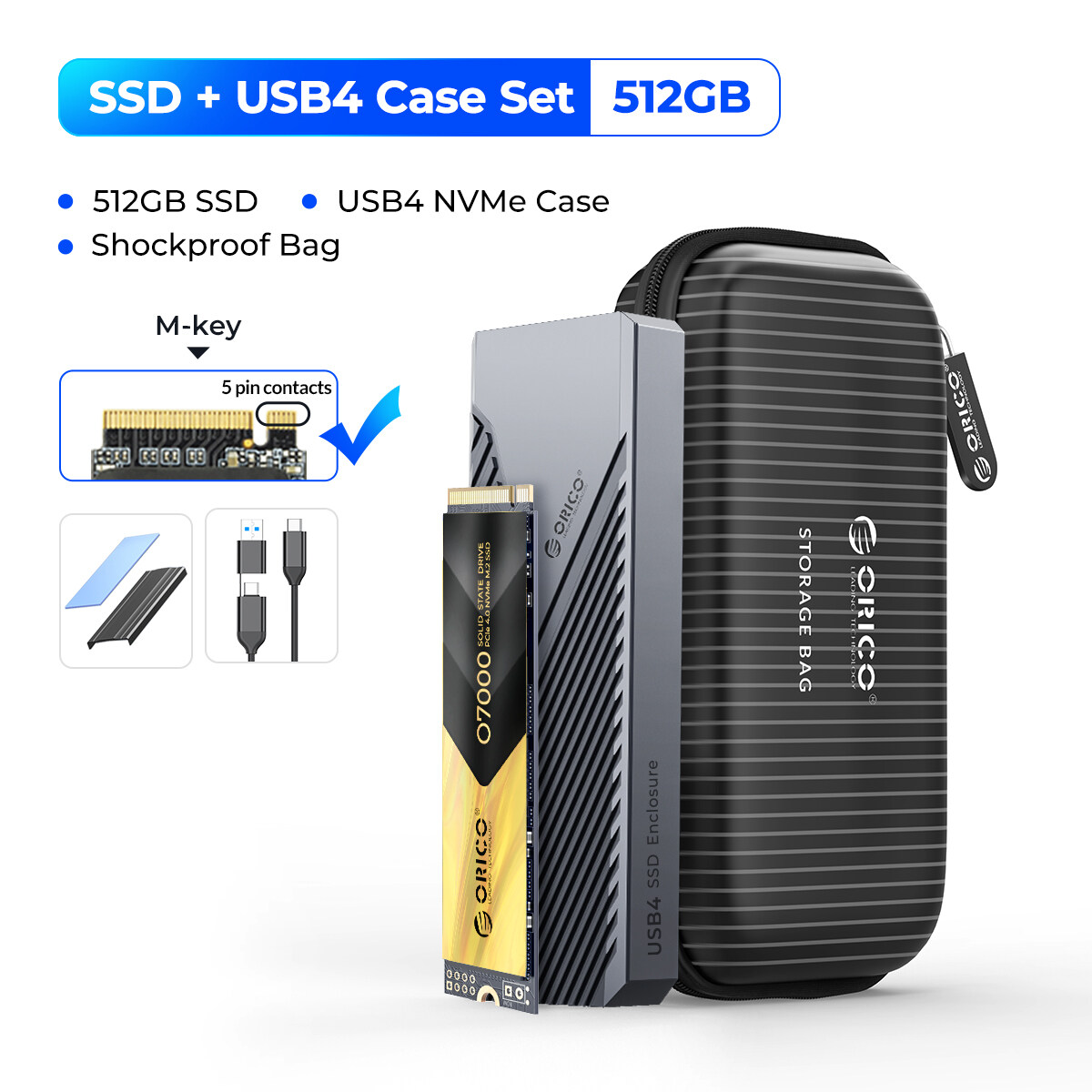 ORICO M.2 NVMe bao vây usb4 40Gbps với quạt tản nhiệt Max up TP 8TB SSD pcie4.0 tương thích Thunderb