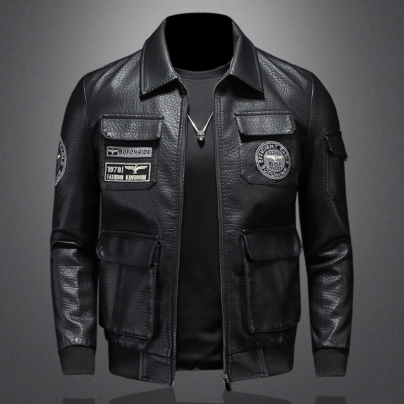QBELY 2023 New Cool Motorcycle Leather Jacket Suit High Quality Men s