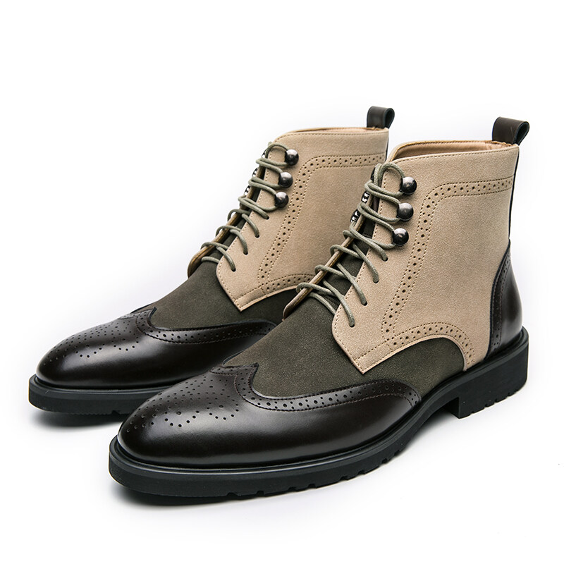 QBELY New Chelsea Boots Men Shoes PU Brown Fashion Versatile Business