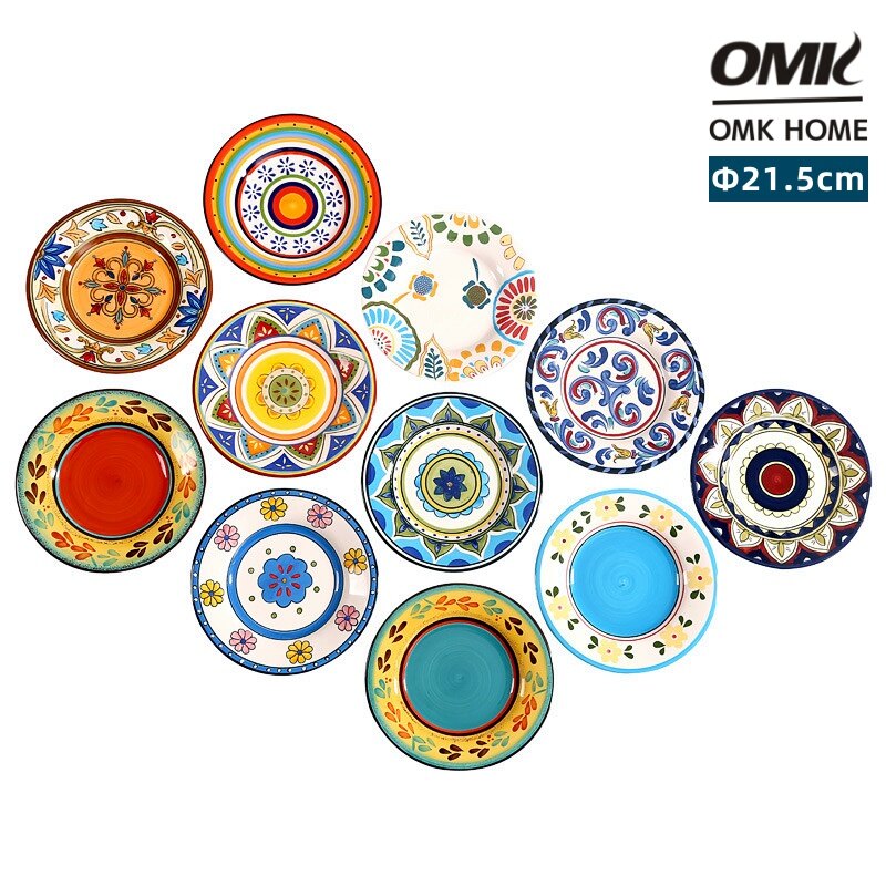 Omk Mỹ gốm sơn tay 8.5 inch đĩa ăn tối