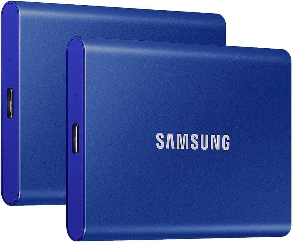 Samsung MU-PC2T0H T7 1TB/2TB/4TB/6TB/8TB/10TB Portable SSD, USB 3.2 Gen2, Blue (2-Pack)