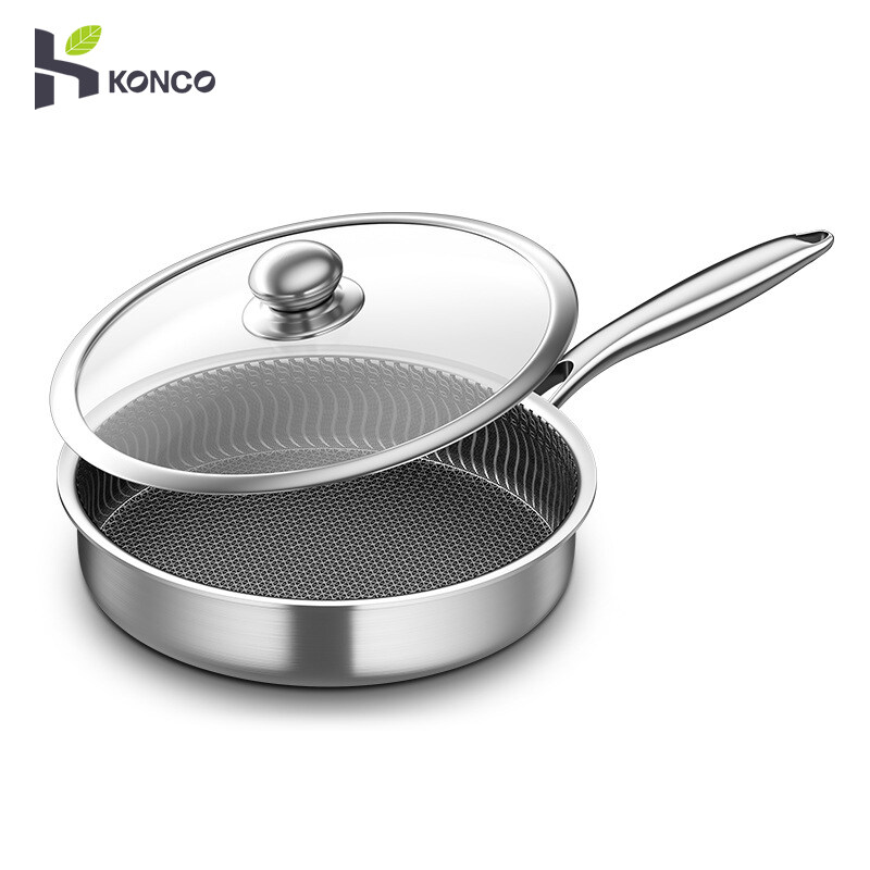 Konco Chảo Chiên 28Cm Bằng Thép Không Gỉ 410 Chảo Làm Bánh Kếp Bít Tết Trứng Chiên Chảo Chống Dính K