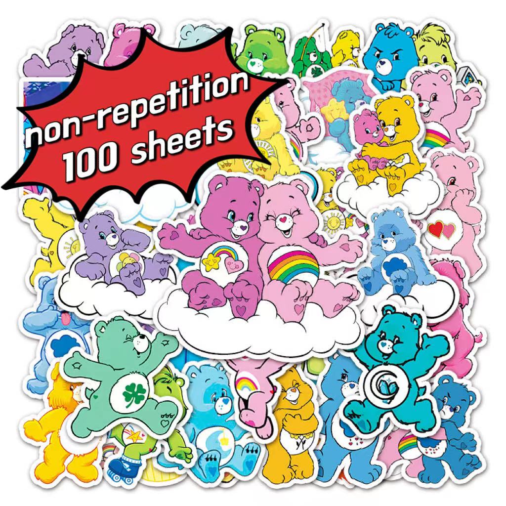 Carebears Sticker cute đáng yêu dán trang trí đồ dùng dễ thương Sticker hoạt hình in nổi 3D.Miếng dán sticker cho bé