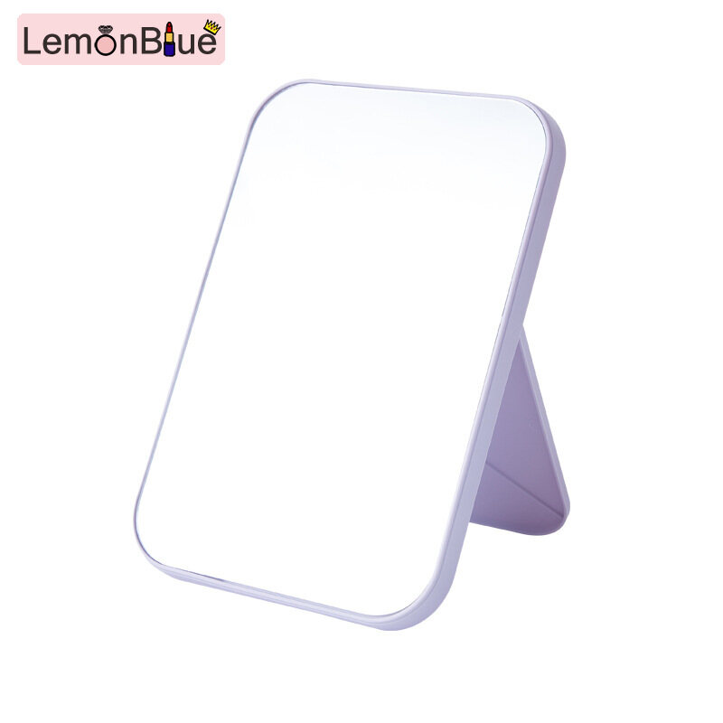 Gambar LemonBlue Single Sided Makeup Mirror Rectangular Vanity Mirror with Folding Bracket Table for Girl Women Makeup Mirror Vanity Mirror Rectangular Folding Single Sided with Folding Bracket Table Desk Mirror with Stand