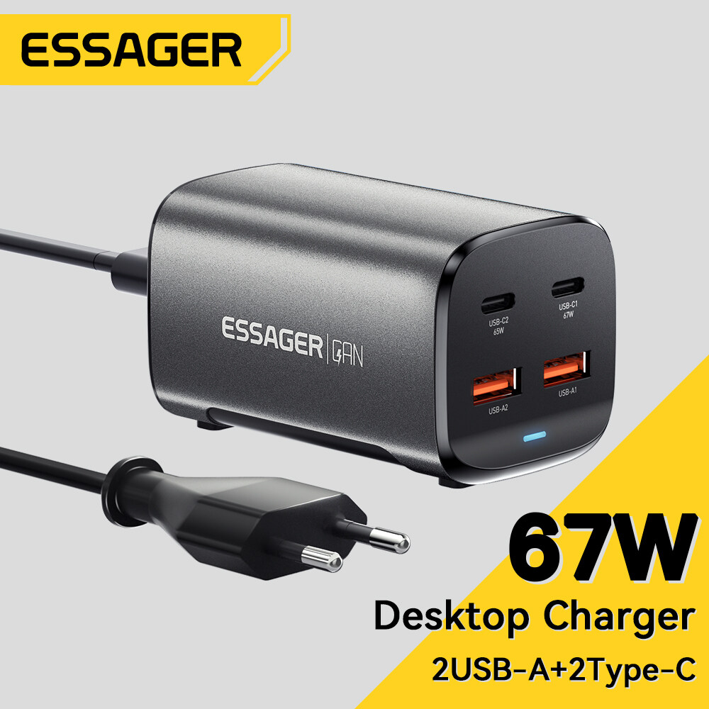 Essager 67W Gan Sạc Đa-Cổng Pd 2c2a Nhanh Chóng Sạc QC USB-A Loại C Sạc Đối Với iPhone MacBook iPad