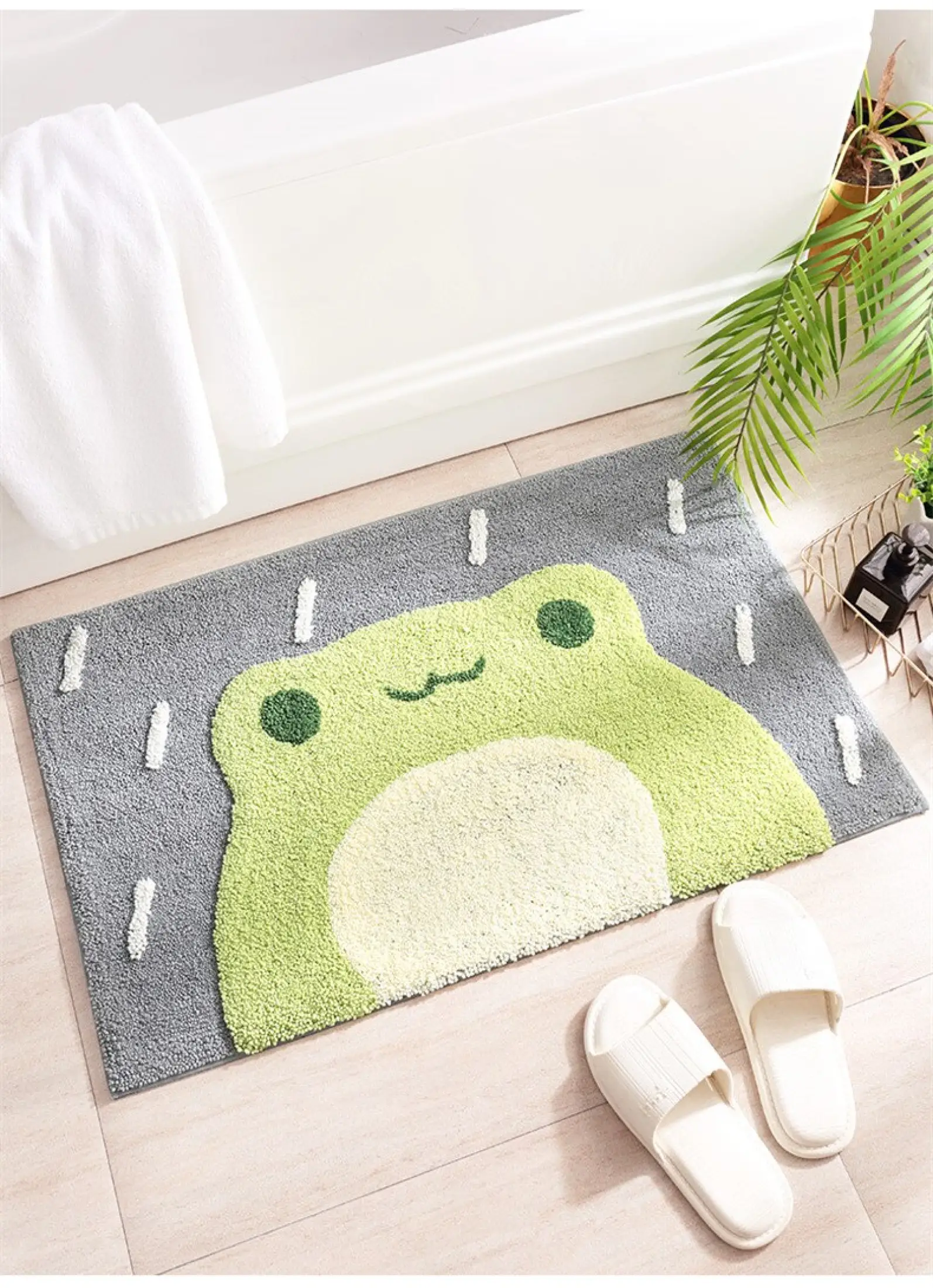 Frog And Bear Flocking Bath Mat Home Decoration Door Mat Non Slip Absorbent Bathroom Doormat Super Soft Fiber Bath Rug Lazada Singapore