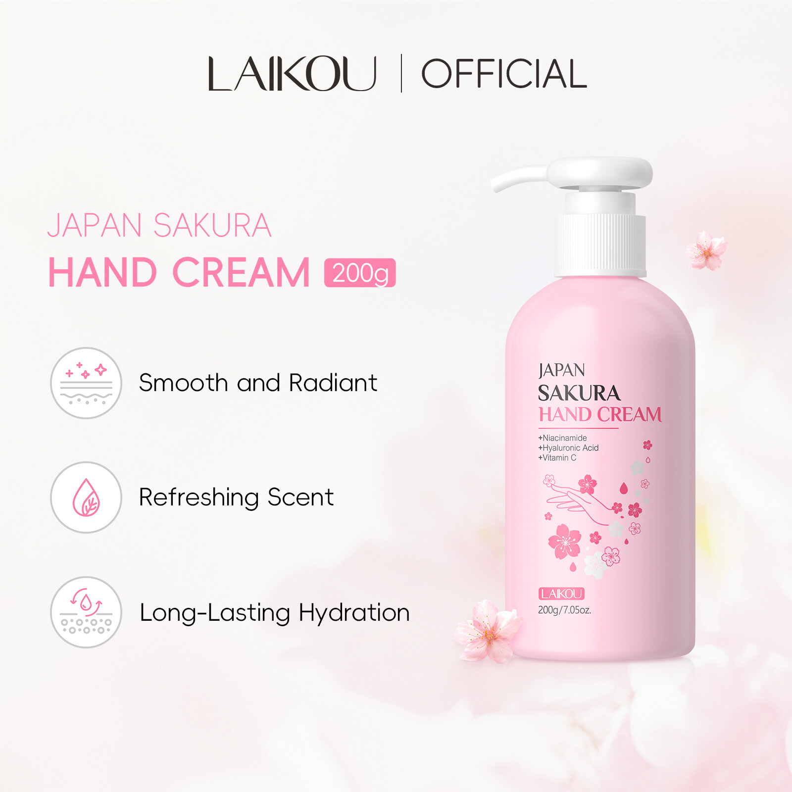 Kem bôi tay Sakura Laikou nuôi dưỡng làm mềm da thô ráp dưỡng ẩm 200g