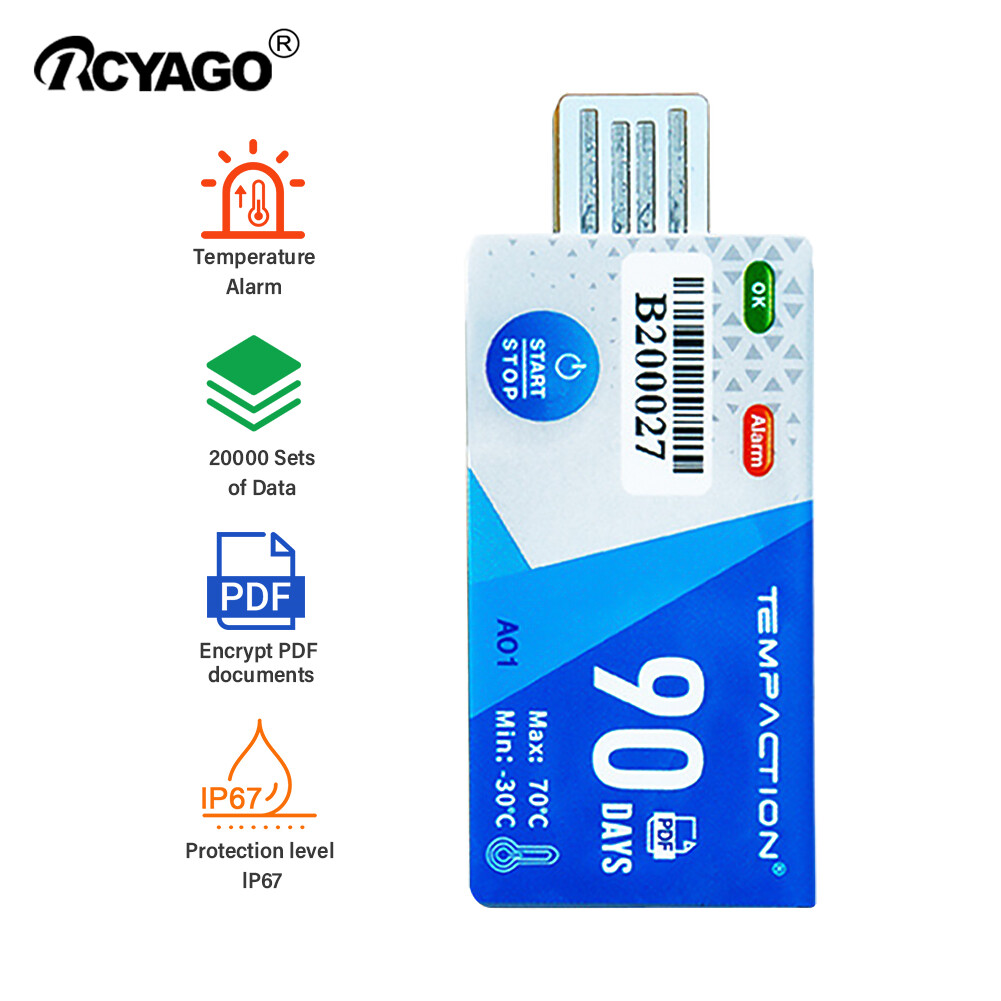 Dùng một lần USB nhiệt độ logger báo cáo Bluetooth Đọc dữ liệu tạo ra PDF báo cáo cho dược phẩm thực phẩm chuỗi lạnh