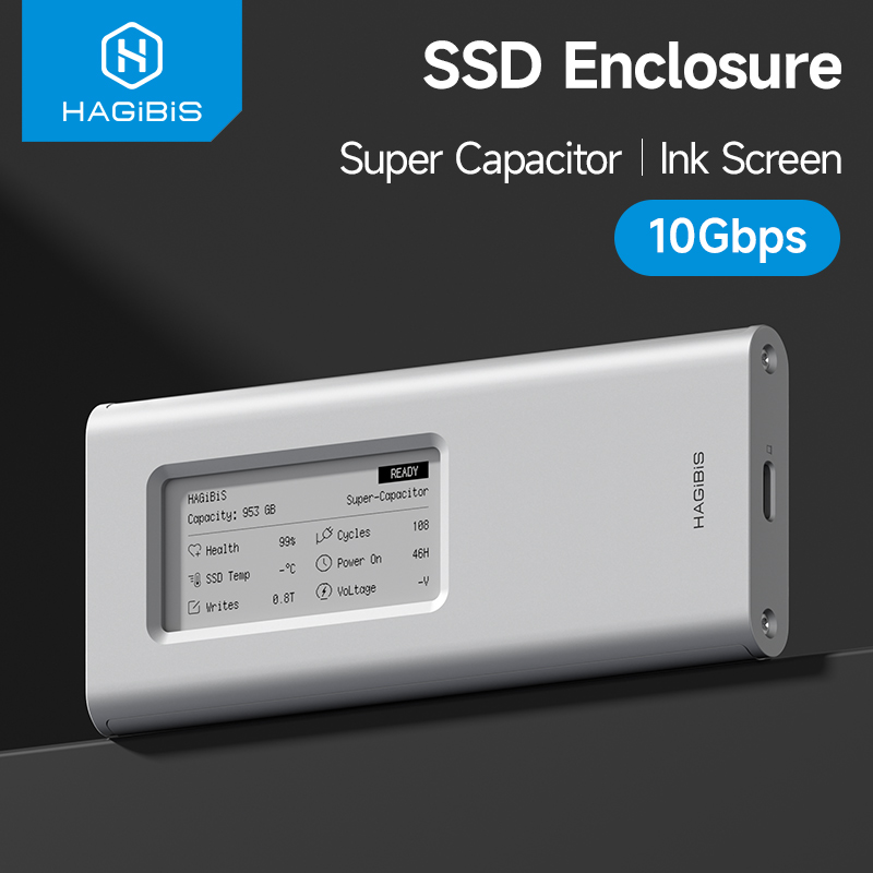 Hagibis M.2 NVMe SSD Enclosure with E-Ink Display 10Gbps Ink Screen Aluminum External SSD Case for 2230/2242/2260/2280 SSDs ราคา 1,999 บาท*ส่งฟรี