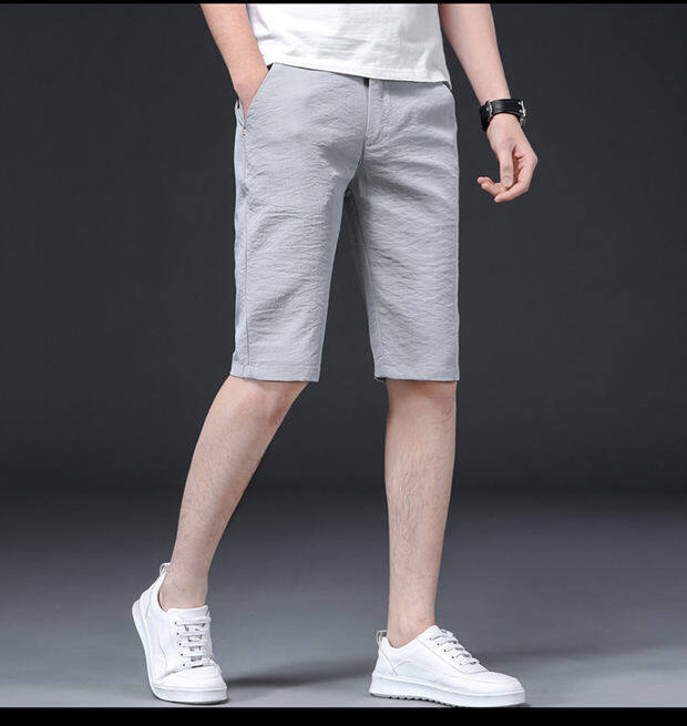 Summer ice silk thin five-point sports casual shorts cropped trousers for men latest Korean style trendy loose all-match
