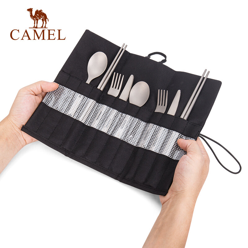 CAMEL CROWN Outdoor Tableware Storage For Chopsticks Pipe Fork Spoon Bag Portable Cutlery Storage Camping Picnic Tableware Bag ราคา 152 บาท*ส่งฟรี