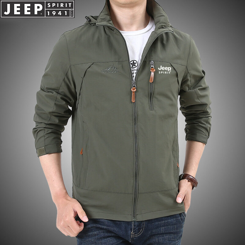 JEEP SPIRIT 1941 ESTD Men's Jackets Trendy Mountaineering Jackets Windbreakers Outdoor Sports Jackets for Men（M-5XL） ราคา 149 บาท*ส่งฟรี