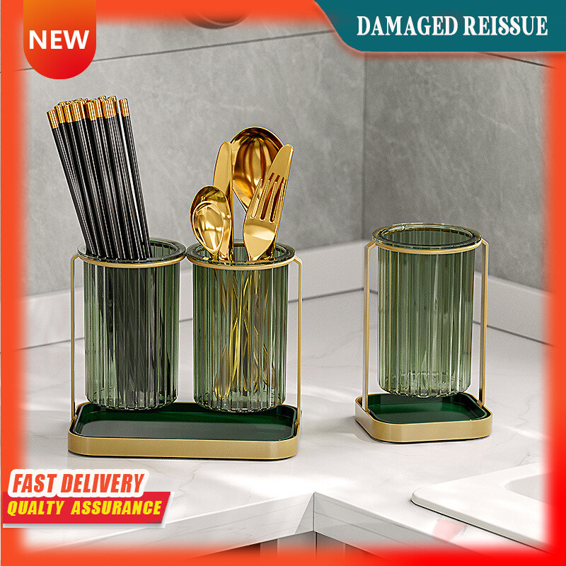 Gambar Light Luxury Chopsticks Tube Kitchen Chopsticks Cage Can Drain Knife Fork Spoon Chopsticks Storage Box Chopsticks Storage Rack