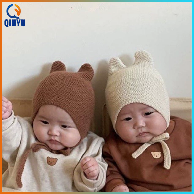 QIUYU Cute Baby Hat With Ear Autumn Winter Infant Baby Girl Boy Beanie Hat