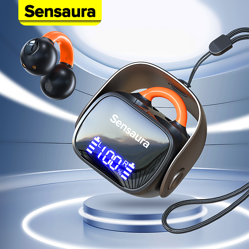 Sensaura Metal TWS Earphones Wireless Bluetooth Earbuds Bone Conduction Earphone Noise Cancelling Headphones Original High Quality Headset with Mic Ear Clip for iPhone Android Cellphones ราคา 488 บาท*ส่งฟรี