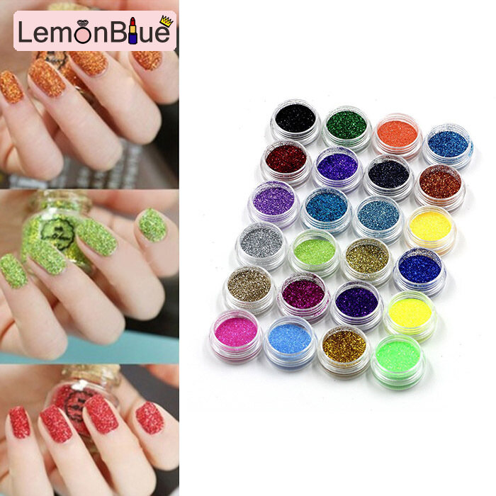 Gambar LemonBlue 24 Color Set Metal Shiny Glitter Nail Art Acrylic UV Powder Tool Kit