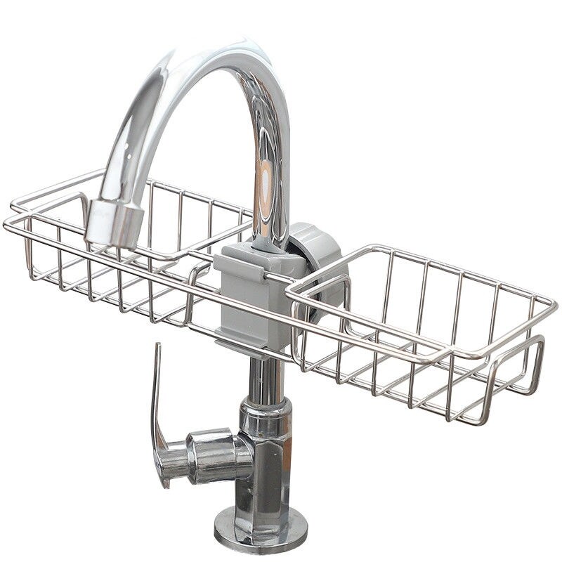 Gambar Kitchen Supplies Stainless Steel Faucet Shelf Sink Storage Drain Basket Storage Shelf Artifact Household Daquan